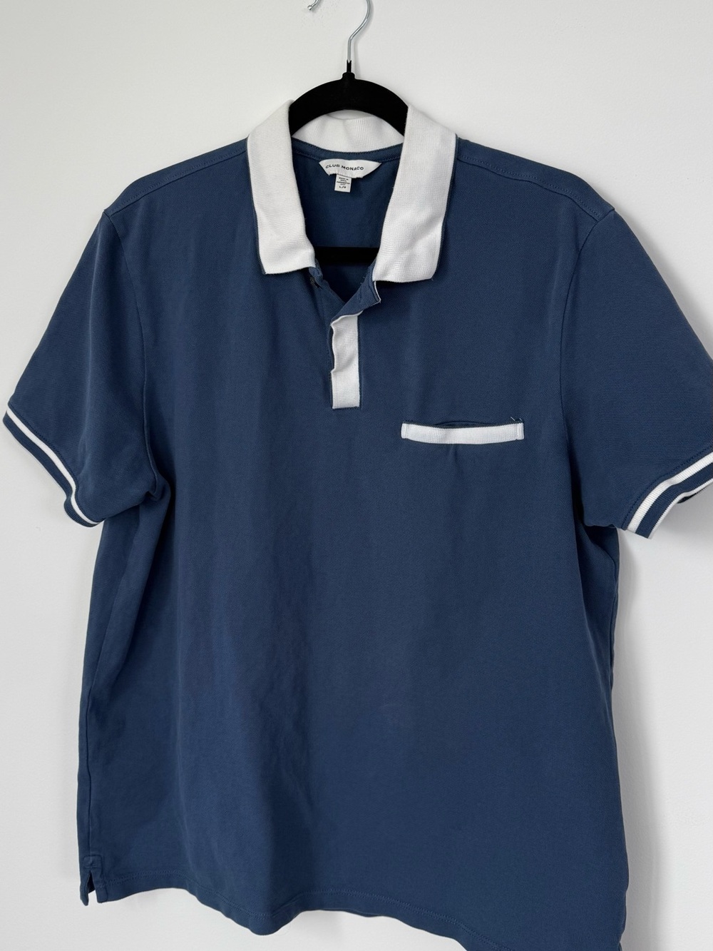 Club Monaco Blue Polo with White Contrast Collar